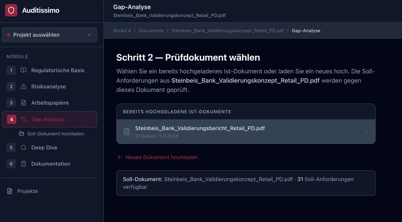 Modul 4: Auswahl des Prüfdokuments