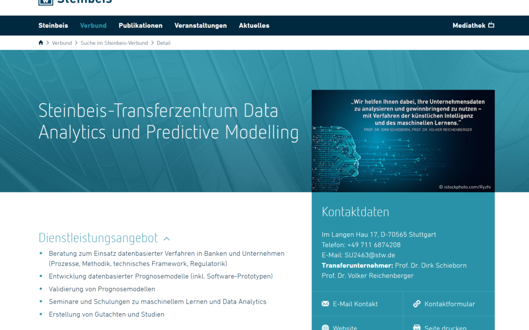 Gründung Steinbeis-Transferzentrum Data Analytics und Predictive Modelling